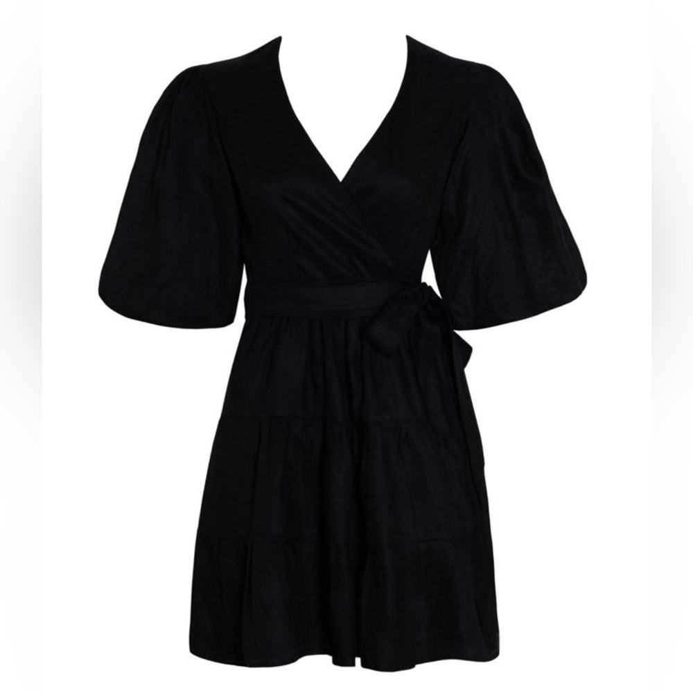 Faithful the Brand black linen wrap dress